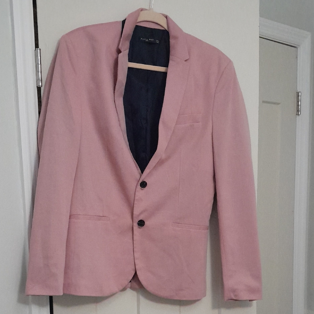 Zara Men's Blazer in Soft Pink